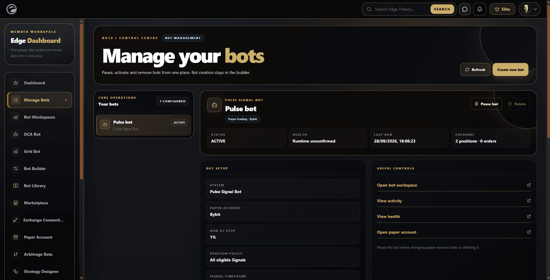 Bot management workspace